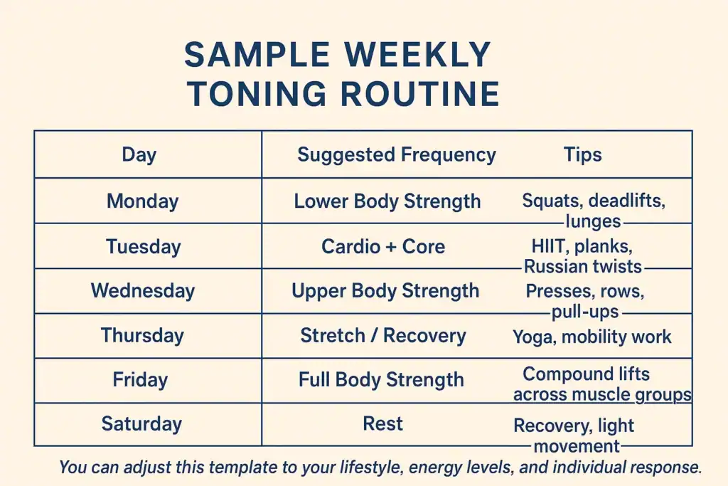 Achieving the Perfect Tone: How Often Should You Exercise for Results? 4 Weekly exercise Worthing plan graphic
