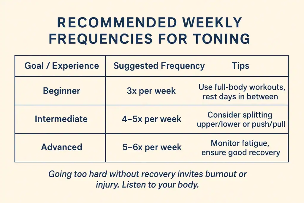 Achieving the Perfect Tone: How Often Should You Exercise for Results? 2 Graphic to show how often you should do exercise to help with toning Worthing